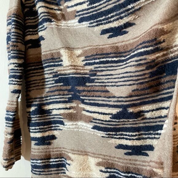 Lucky brand Aztec Open Cardigan, beige navy cream SMALL - Picture 6 of 7